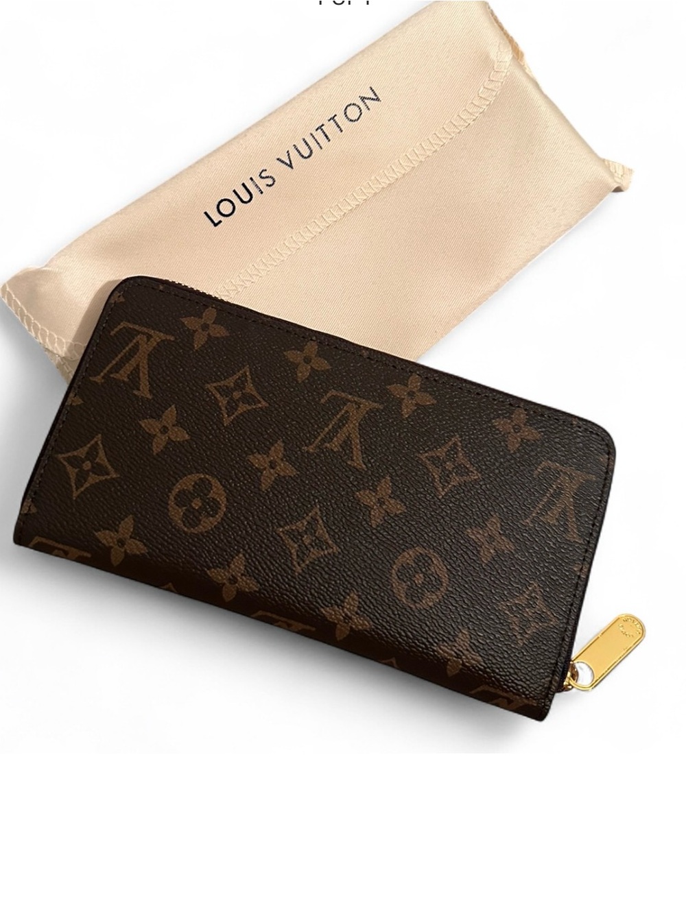 Monogram Zip Wallet in Brown